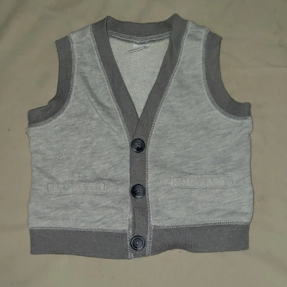 Old Navy Baby Light Gray Cardigan Vest 3-6M